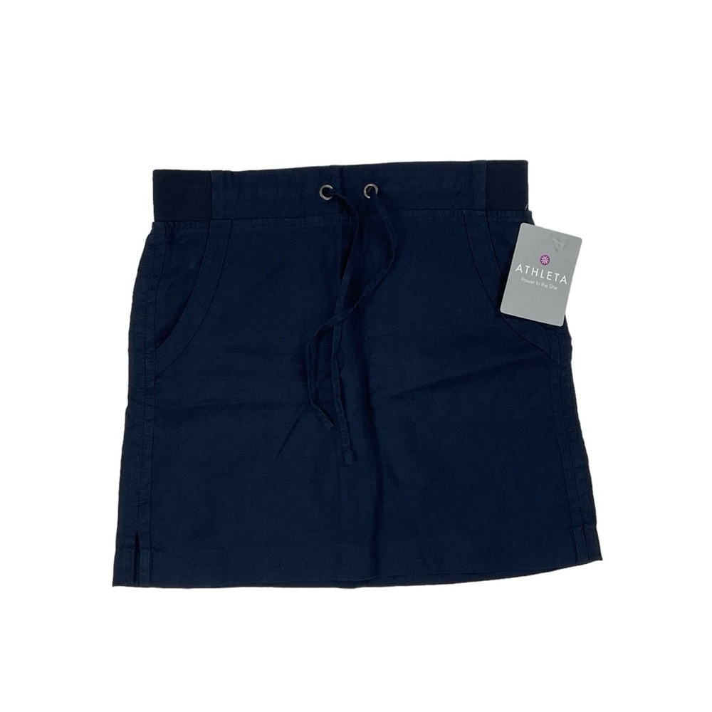 Athleta Navy Blue Linen Skirt Pull On Size 0